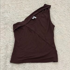 Princess Polly One-Shoulder Brown Tank Top